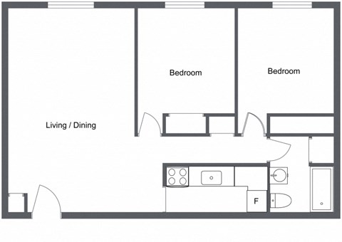 2 Bedroom 1 Bath 700 Sq. Ft Floor Plan, Integrity Berea Apartments,  44017